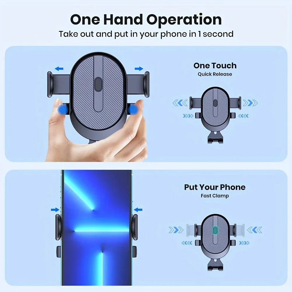 Car Phone Holder Mount Upgraded Handsfree Dashboard Stand Adjustable ABS Grip Compatible Devices Non-Waterproof Car Accessories