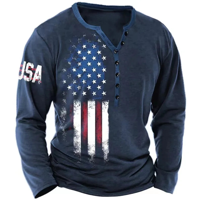 Vintage Men's T Shirt Long Sleeve Top Street Tees Usa Route 66 Letter Graphic 3d Print T-Shirt Fall Oversized Loose Clothing 4xl