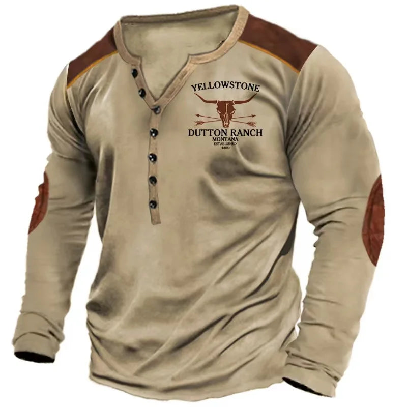 Vintage Men's T Shirt Long Sleeve Top Street Tees Usa Route 66 Letter Graphic 3d Print T-Shirt Fall Oversized Loose Clothing 4xl