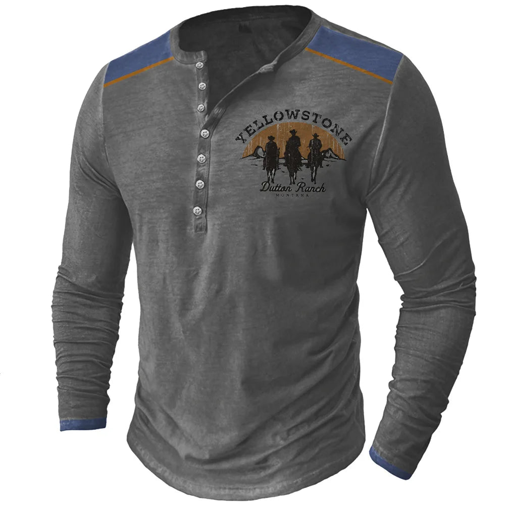 Vintage Men's T Shirt Long Sleeve Top Street Tees Usa Route 66 Letter Graphic 3d Print T-Shirt Fall Oversized Loose Clothing 4xl