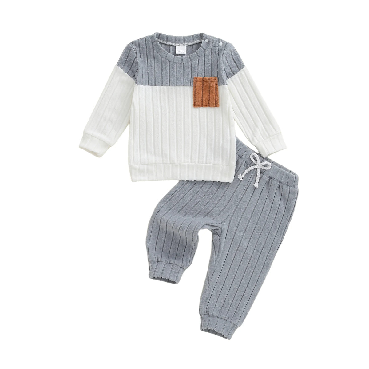 Toddler Baby Boys Clothing Set Fashionable Plush Long Sleeve Pullover with Solid Color Pants 2 Pcs Winter Outfits