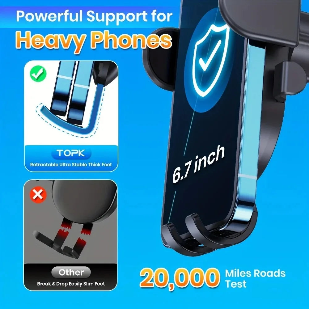 Car Phone Holder Mount Upgraded Handsfree Dashboard Stand Adjustable ABS Grip Compatible Devices Non-Waterproof Car Accessories