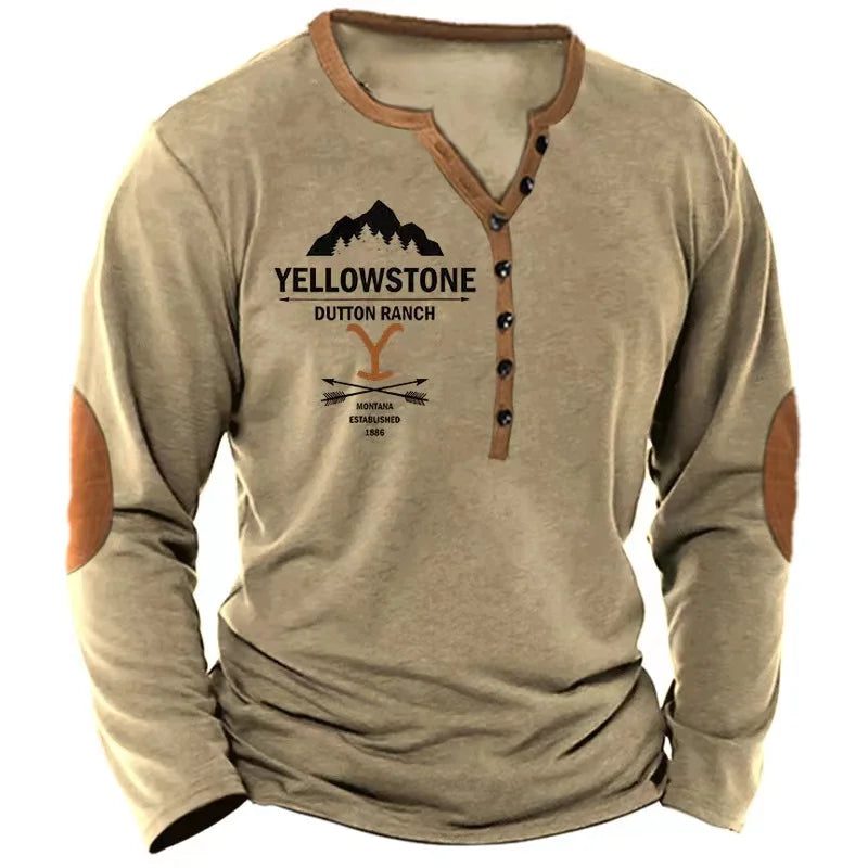 Vintage Men's T Shirt Long Sleeve Top Street Tees Usa Route 66 Letter Graphic 3d Print T-Shirt Fall Oversized Loose Clothing 4xl