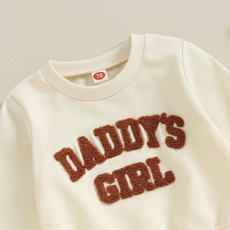 Newborn Baby Girls Sweat Outfits Letter Print Sweatshirt Long Pant Fall Winter Baby Clothes Set
