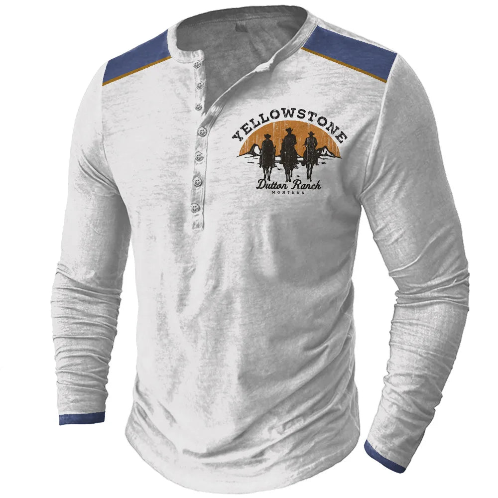 Vintage Men's T Shirt Long Sleeve Top Street Tees Usa Route 66 Letter Graphic 3d Print T-Shirt Fall Oversized Loose Clothing 4xl