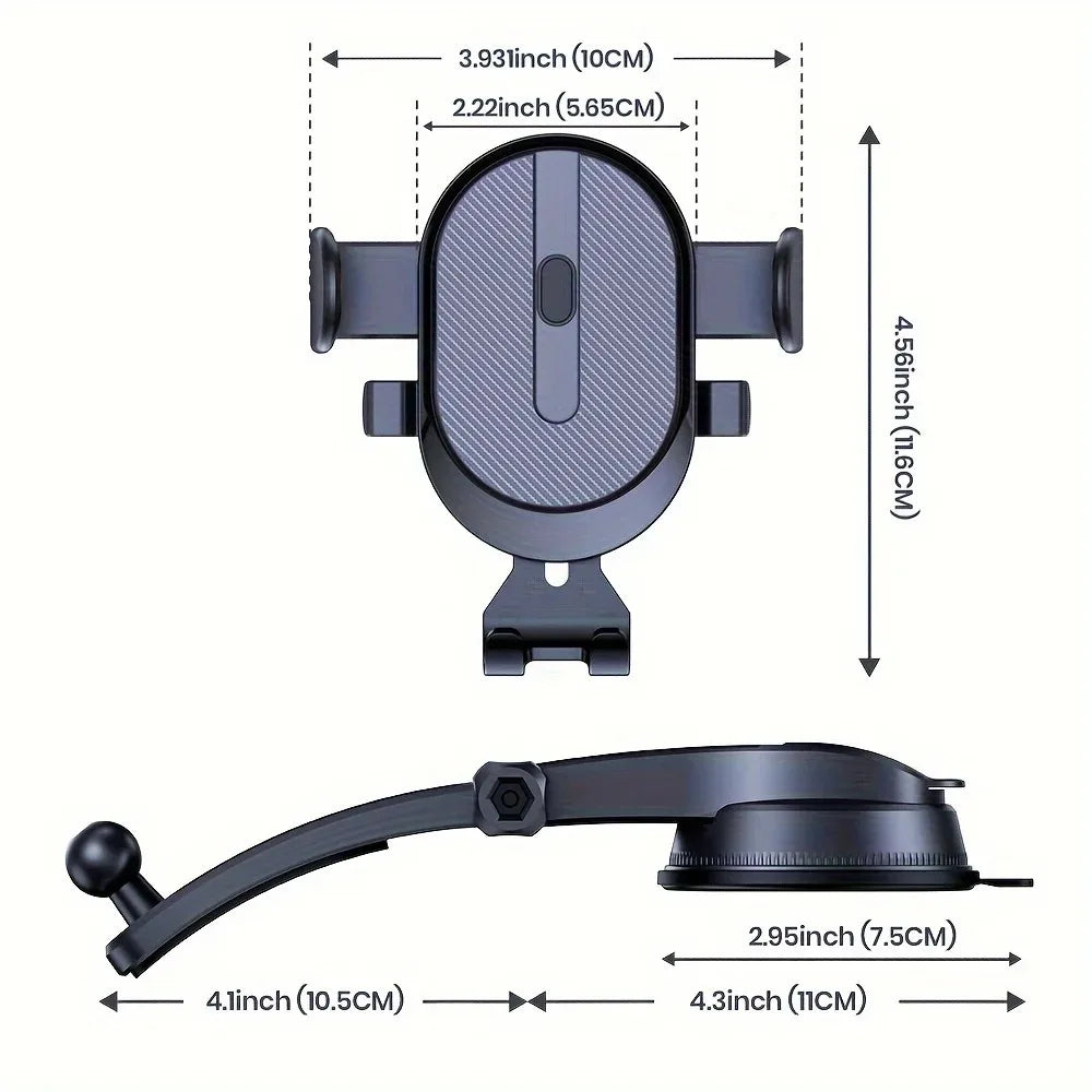 Car Phone Holder Mount Upgraded Handsfree Dashboard Stand Adjustable ABS Grip Compatible Devices Non-Waterproof Car Accessories
